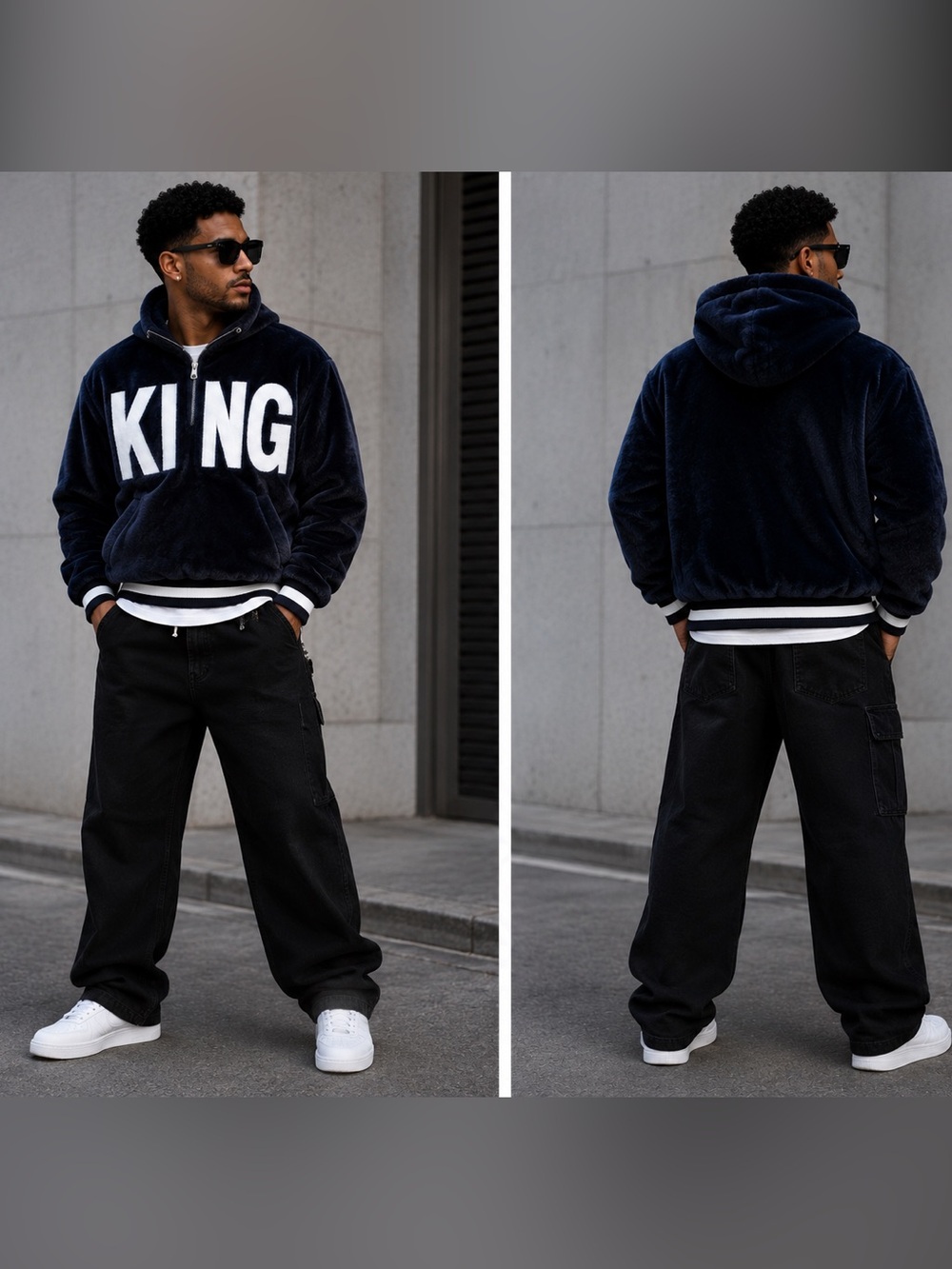 New Men's King Faux Fur Pullover Jacket - S